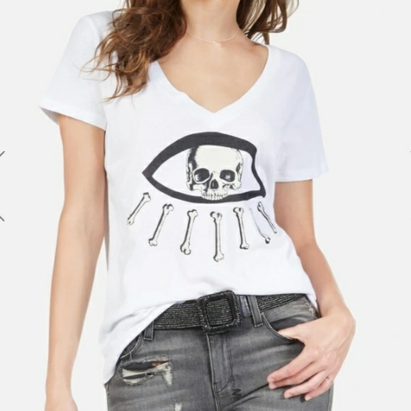 LAUREN MOSHI Skull V-neck Tee - Picture 5 of 7